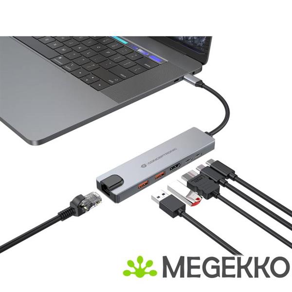 Grote foto conceptronic donn29g laptop dock poortreplicator bedraad usb 3.2 gen 2 3.1 gen 2 type c grijs computers en software overige computers en software