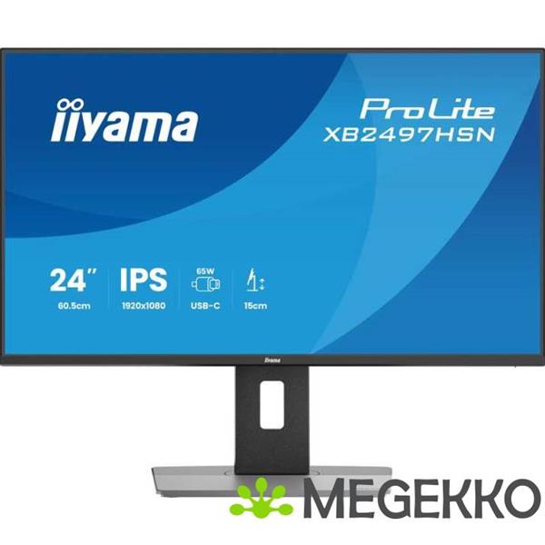Grote foto iiyama prolite xb2497hsn b1 24 full hd ips usb c monitor computers en software overige computers en software