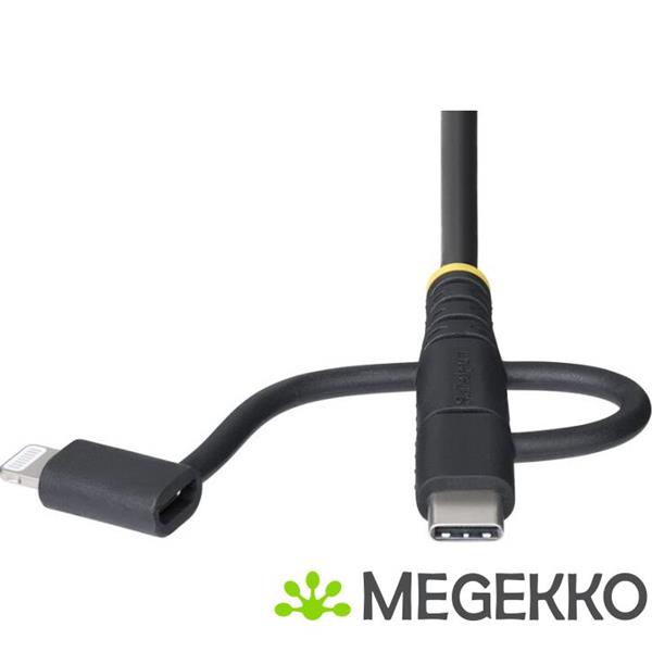 Grote foto startech.com 1m robuuste usb multi oplaadkabel usb naar lightning micro usb type c apple mfi gecer computers en software overige computers en software