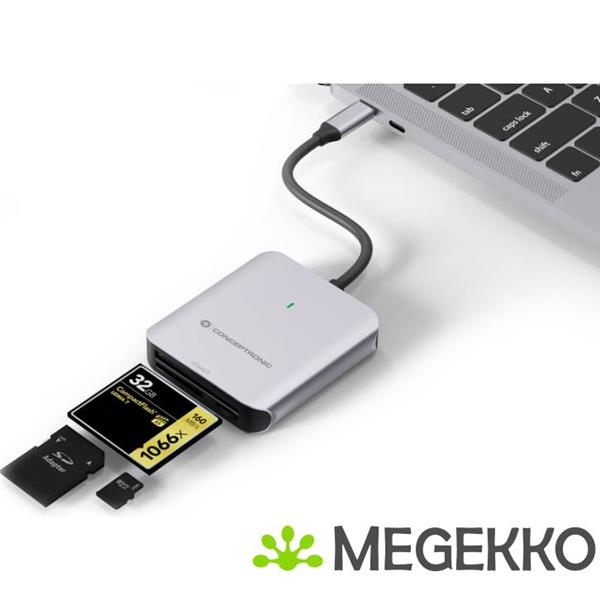 Grote foto conceptronic bian09g geheugenkaartlezer usb 3.2 gen 2 type c grijs computers en software netwerkkaarten routers en switches