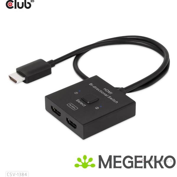 Grote foto club3d hdmi 2 in 1 bi directional switch for 8k60hz or 4k120hz computers en software netwerkkaarten routers en switches