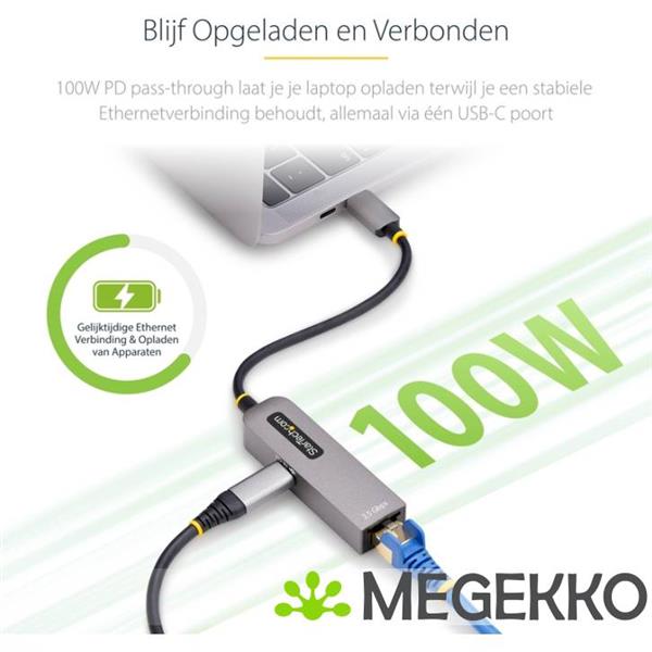 Grote foto startech.com 2.5gbe usb c naar ethernet adapter 100w pd pass through nbase t nic usb 3.0 type c 2 computers en software netwerkkaarten routers en switches