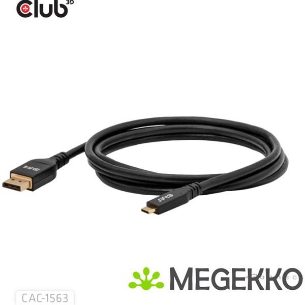 Grote foto club3d cac 1563 usb c to displayporttm 2.1 dp54 bi directional cable 8k120hz 2m 6.6ft computers en software overige computers en software