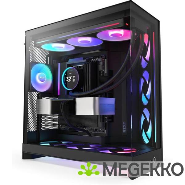 Grote foto nzxt h9 flow rgb black 2025 computers en software behuizingen en kasten