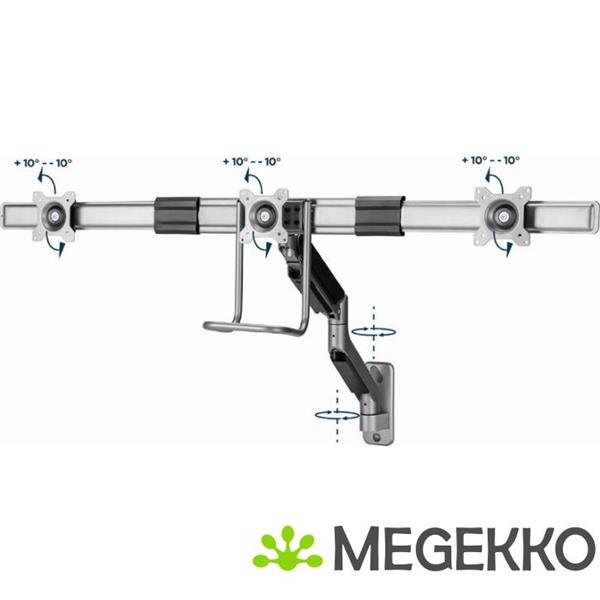 Grote foto gembird monitorarm met gasveer voor 3 monitoren wandmontage space grey computers en software overige computers en software