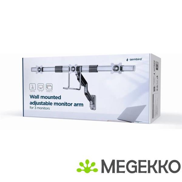 Grote foto gembird monitorarm met gasveer voor 3 monitoren wandmontage space grey computers en software overige computers en software