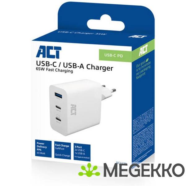 Grote foto act usb c usb a lader 65w 3 poorts met power delivery pps quickcharge en ganfast computers en software overige