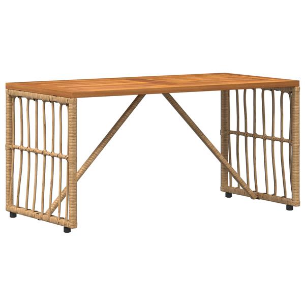 Grote foto vidaxl buiten tafel naturel 80 x 40 x 40 cm staal en poly rattan tuin en terras tuinmeubelen