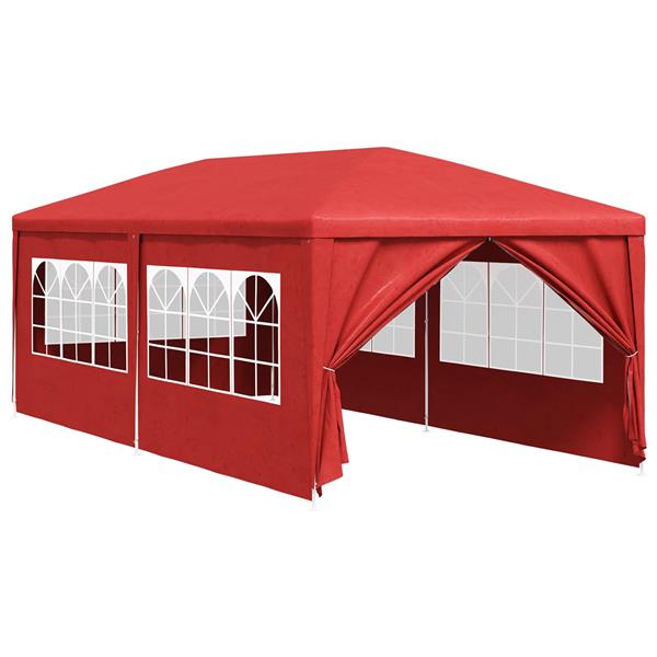 Grote foto vidaxl partytent met wand rood 600 x 300 x 255 cm pe en staal tuin en terras overige tuin en terras