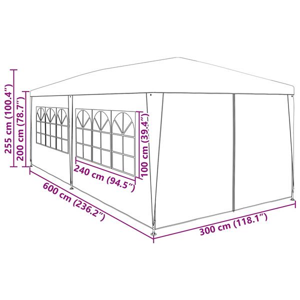 Grote foto vidaxl partytent met wand rood 600 x 300 x 255 cm pe en staal tuin en terras overige tuin en terras