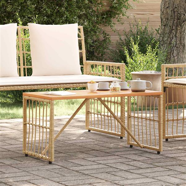 Grote foto vidaxl buiten tafel naturel 80 x 40 x 40 cm staal en poly rattan tuin en terras tuinmeubelen