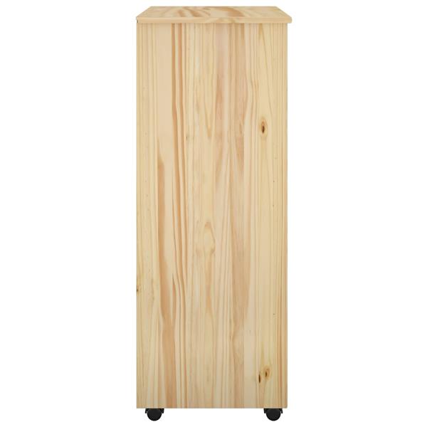 Grote foto vidaxl rolling kast met wiel bruin 53 x 39 x 103 cm massief vurenhout huis en inrichting overige