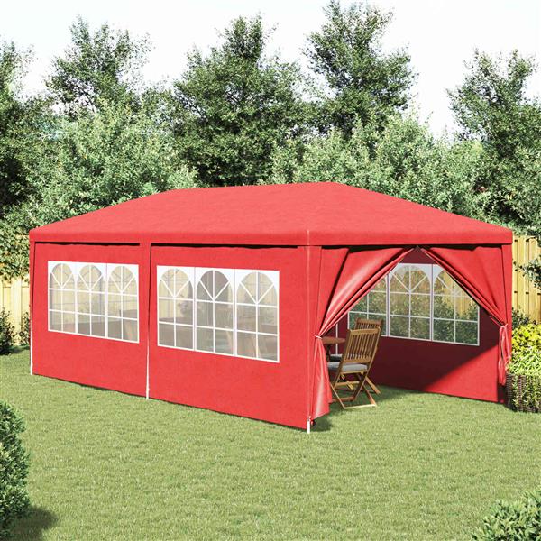 Grote foto vidaxl partytent met wand rood 600 x 300 x 255 cm pe en staal tuin en terras overige tuin en terras
