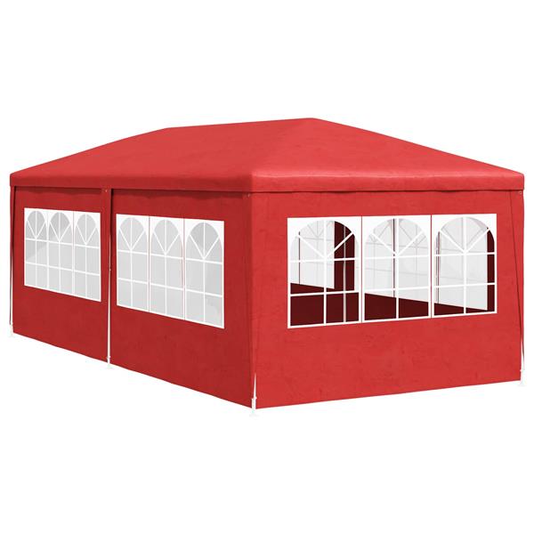 Grote foto vidaxl partytent met wand rood 600 x 300 x 255 cm pe en staal tuin en terras overige tuin en terras