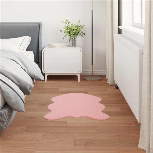 Grote foto vidaxl antislip vloerkleed van imitatie konijnenbont olite roze huis en inrichting vloerbedekking en kleden