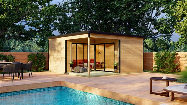 Grote foto domeo 6 loggia set tuin en terras tuinhuisjes en blokhutten