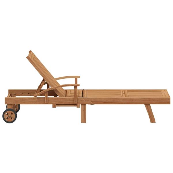 Grote foto vidaxl ligbed met kussen 1 persoon 2 pcs bruin massief teakhout tuin en terras tuinmeubelen