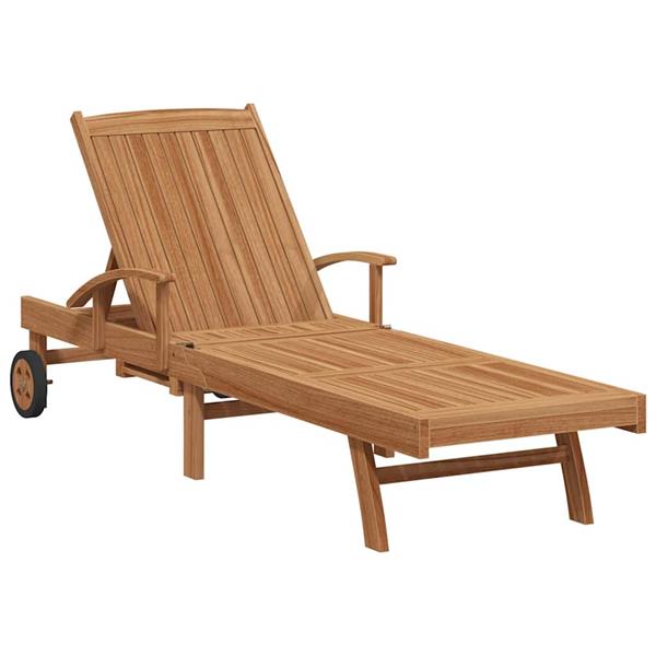 Grote foto vidaxl ligbed met kussen bruin 195 x 59 x 78 5 cm massief teakhout tuin en terras tuinmeubelen