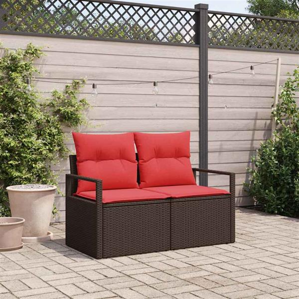 Grote foto vidaxl tuinbank met kussen 120 x 62 x 69 cm poly rattan tuin en terras tuinmeubelen