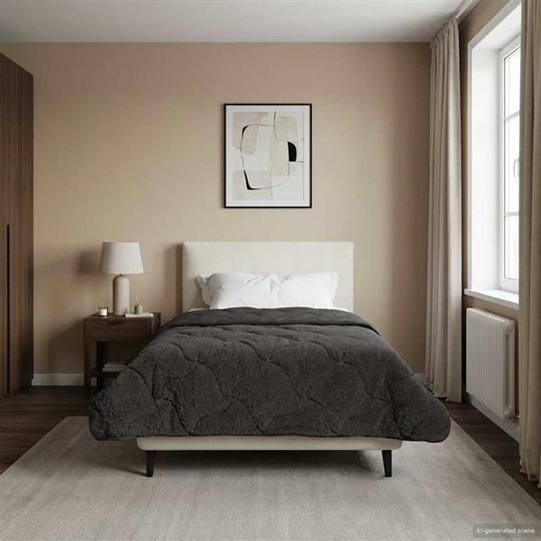 Grote foto vidaxl zomer dekbed antraciet 140 x 220 cm microfiber en teddy fleece huis en inrichting bedden