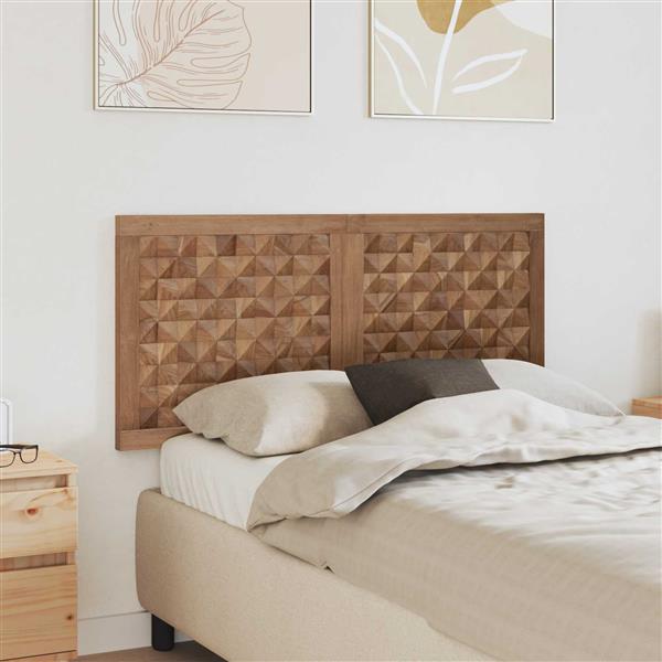 Grote foto vidaxl hoofdbord wandgemonteerd naturel 120 cm massief teakhout antiek en kunst stoelen en banken