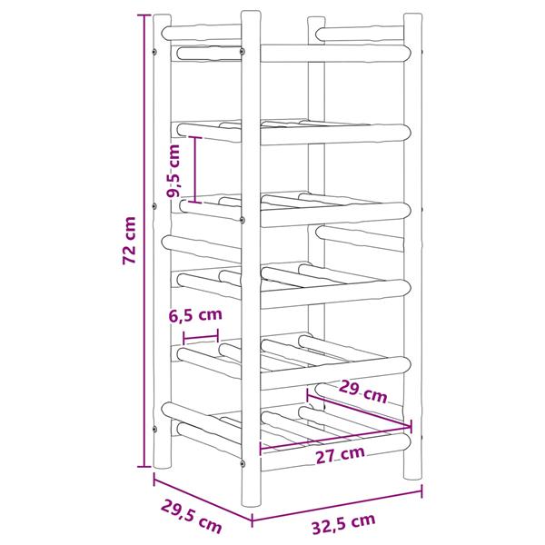 Grote foto vidaxl wijnrek naturel 32 5 x 29 5 x 72 cm bamboe huis en inrichting woningdecoratie