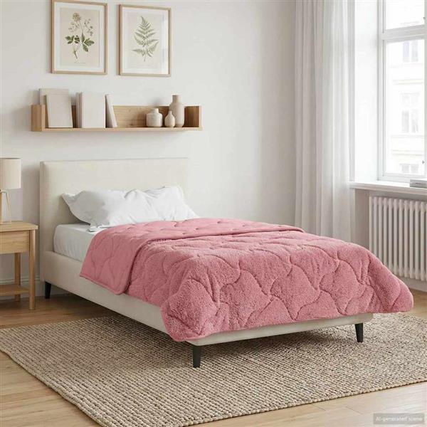 Grote foto vidaxl zomer dekbed roze 155 x 220 cm microfiber en teddy fleece huis en inrichting bedden
