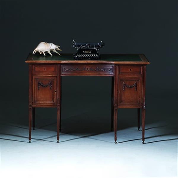 Grote foto klein mahonie bureau met gebogen frontline groen ingelegd ca 1890 no.381245 antiek en kunst overige in antiek gebruiksvoorwerpen
