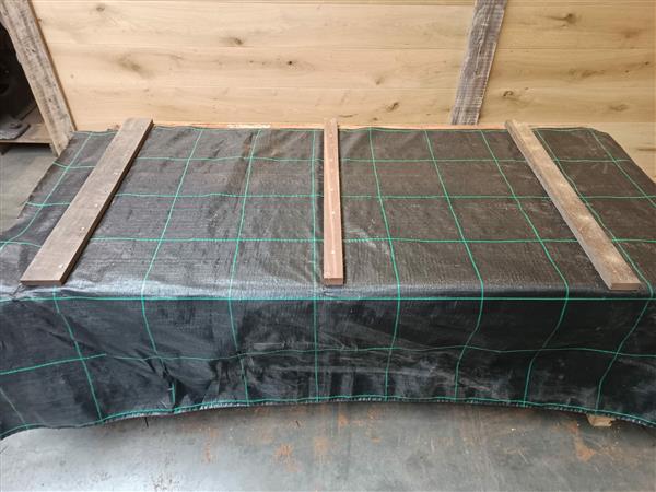 Grote foto 100 cm hoog en 250 cm lang hardhouten beschoeiingschot geschroefd en gronddoek doe het zelf en verbouw hout en planken