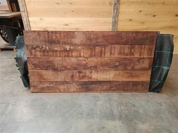 Grote foto 100 cm hoog en 200 cm lang hardhouten beschoeiingschot geschroefd en gronddoek doe het zelf en verbouw hout en planken