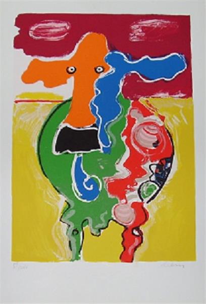 Grote foto peter diem orange nose cow antiek en kunst litho en zeefdrukken