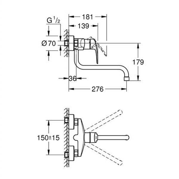Grote foto grohe eurosmart keukenwandkraan onderuitloop doe het zelf en verbouw sanitair