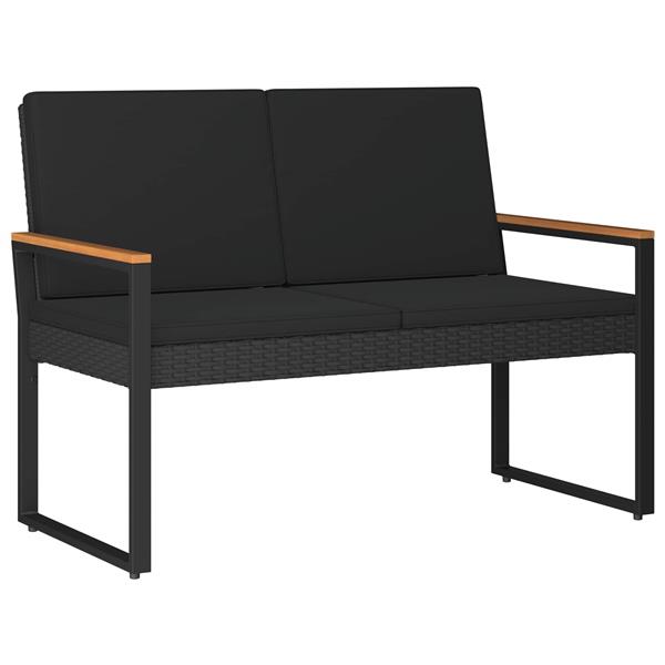 Grote foto vidaxl buitenmeubelset met kussen 4 pcs zwart poly rattan tuin en terras tuinmeubelen