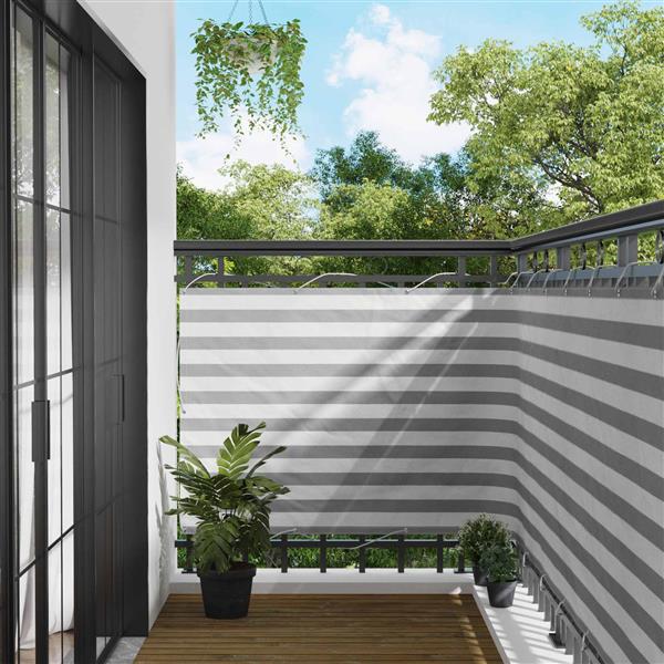 Grote foto vidaxl balkon scherm lichtgrijs en wit. 120 x 600 cm tuin en terras overige tuin en terras