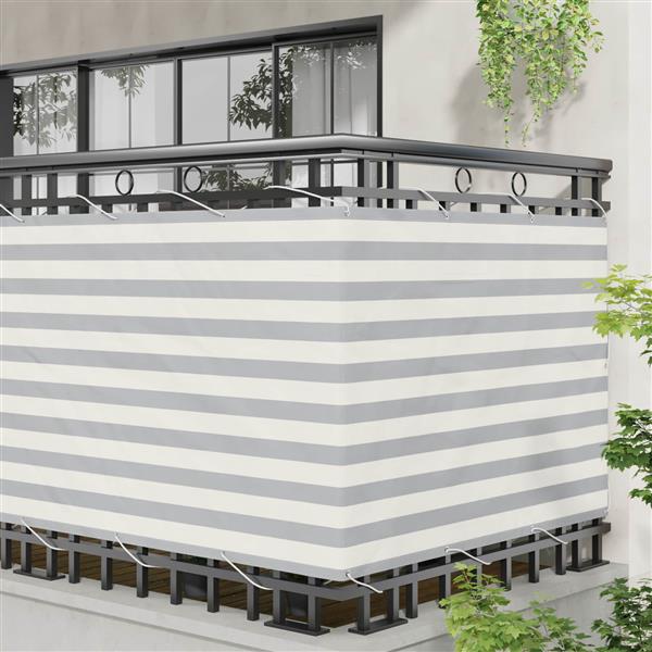 Grote foto vidaxl balkon scherm lichtgrijs en wit. 120 x 1000 cm tuin en terras overige tuin en terras