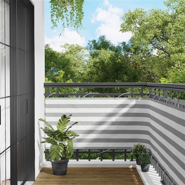Grote foto vidaxl balkon scherm lichtgrijs en wit. 75 x 1000 cm tuin en terras overige tuin en terras