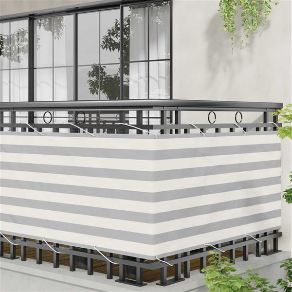 Grote foto vidaxl balkon scherm lichtgrijs en wit. 75 x 1000 cm tuin en terras overige tuin en terras