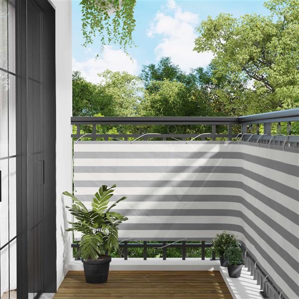 Grote foto vidaxl balkon scherm lichtgrijs en wit. 90 x 600 cm tuin en terras overige tuin en terras