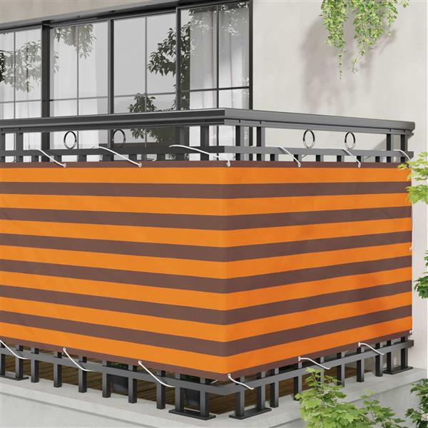 Grote foto vidaxl balkon scherm oranje en bruin 100 x 1000 cm oxford stof tuin en terras overige tuin en terras