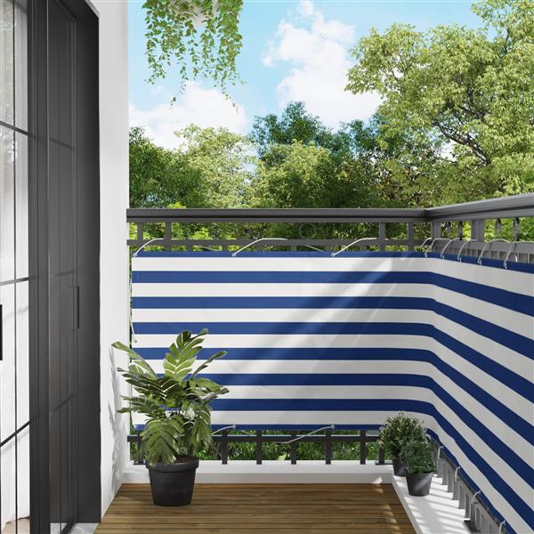 Grote foto vidaxl balkon scherm blauw en wit 100 x 600 cm oxford stof tuin en terras overige tuin en terras