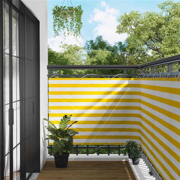 Grote foto vidaxl balkon scherm geel en wit 110 x 800 cm oxford stof tuin en terras overige tuin en terras