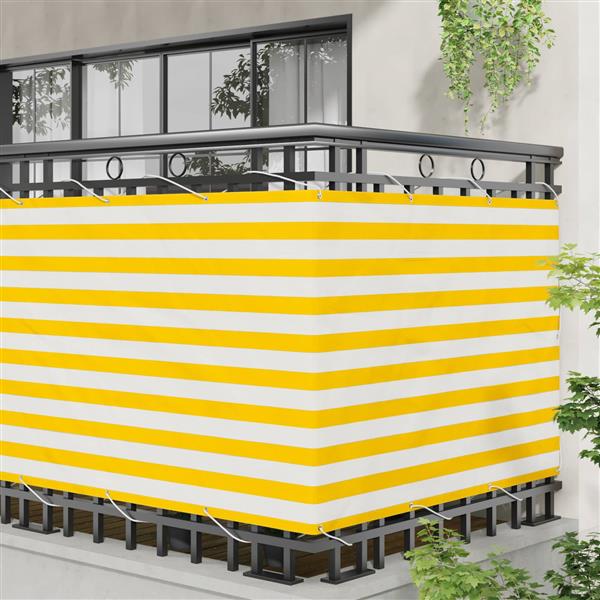 Grote foto vidaxl balkon scherm geel en wit 110 x 700 cm oxford stof tuin en terras overige tuin en terras