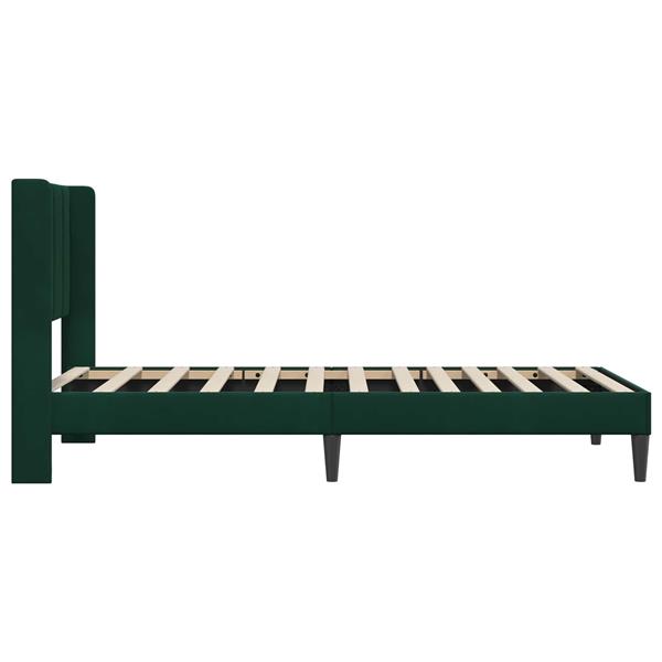Grote foto vidaxl bedframe met hoofdeinde donkergroen 90 x 190 cm fluweel antiek en kunst stoelen en banken