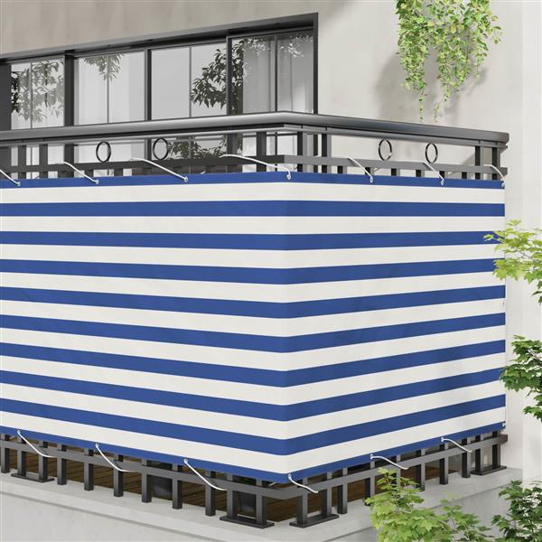 Grote foto vidaxl balkon scherm blauw en wit 110 x 300 cm oxford stof tuin en terras overige tuin en terras