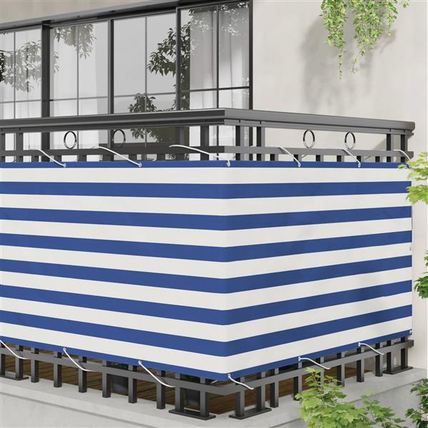 Grote foto vidaxl balkon scherm blauw en wit 100 x 800 cm oxford stof tuin en terras overige tuin en terras