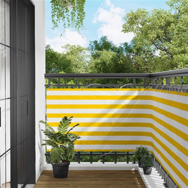 Grote foto vidaxl balkon scherm geel en wit 100 x 500 cm oxford stof tuin en terras overige tuin en terras