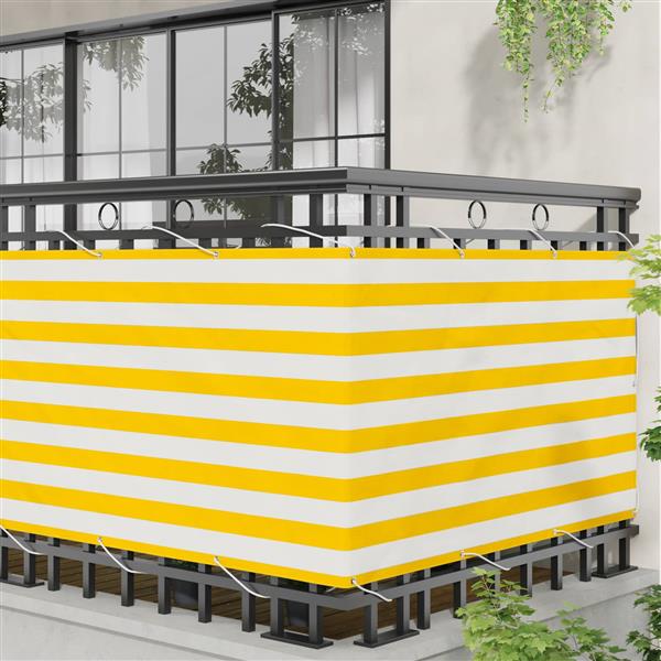 Grote foto vidaxl balkon scherm geel en wit 100 x 200 cm oxford stof tuin en terras overige tuin en terras