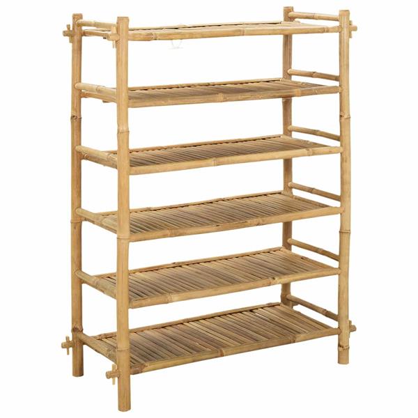 Grote foto vidaxl schoenenrek met plank naturel 6 laags bamboe huis en inrichting overige