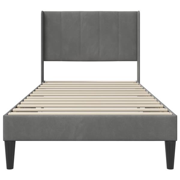 Grote foto vidaxl bedframe met hoofdeinde donkergrijs 90 x 190 cm fluweel antiek en kunst stoelen en banken