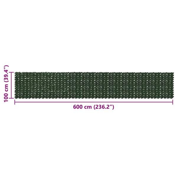 Grote foto vidaxl balkonscherm met bladeren donkergroen 600 x 100 cm tuin en terras overige tuin en terras